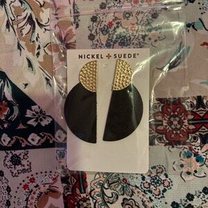 Nickel & Suede Black and Gold Statement Earrings